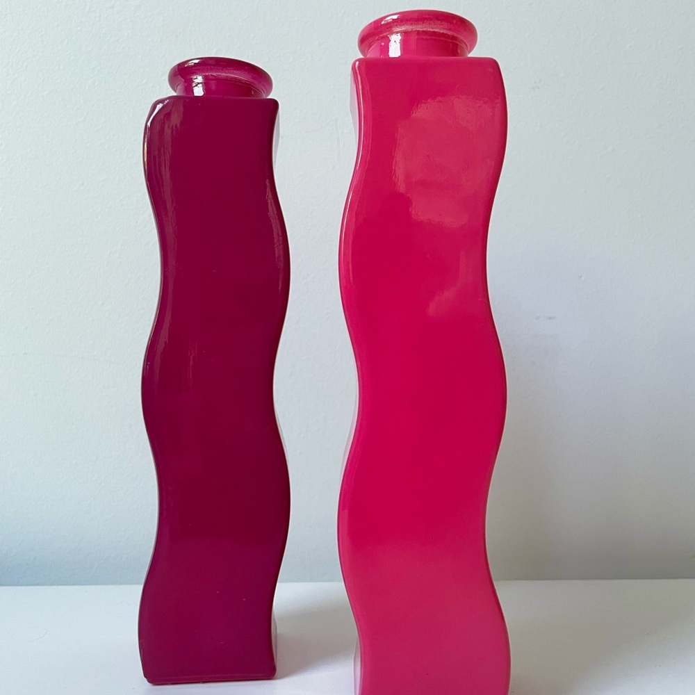 2x pink ikea wave vases (2000s ikea)